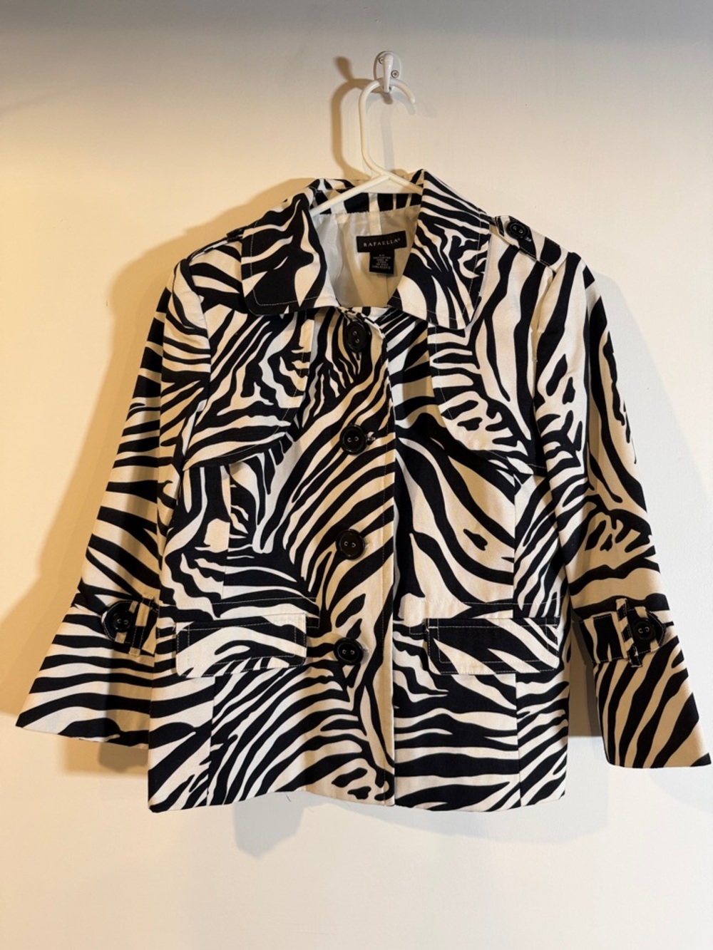Rafaella Black & White Zebra-Print Trench Jacket